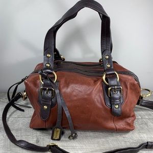 Lucky Brand Buttery Soft Brown Leather Shoulder Bag Satchel Hobo Boho Purse